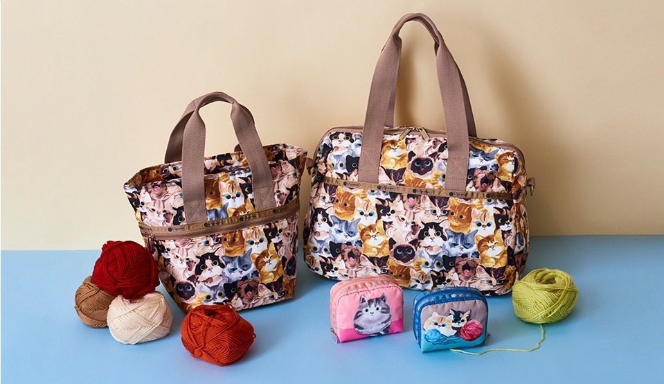レスポートサックの猫プリントシリーズ「キャットカフェ」登場、全28型
