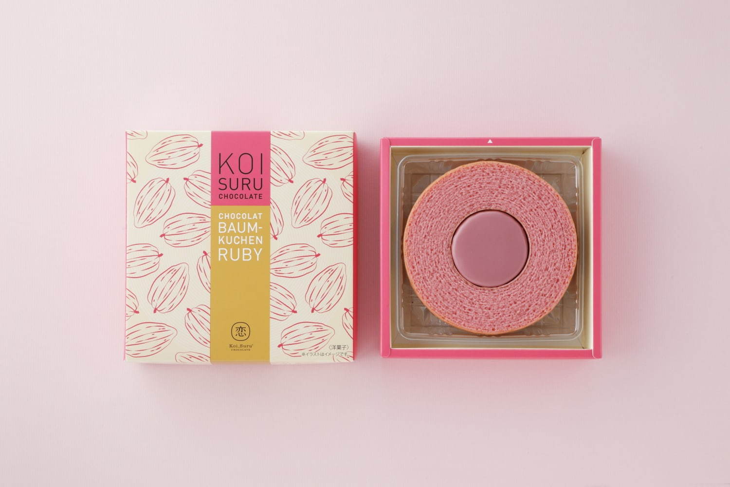 ギンザ シックスのバレンタイン2021、“恋する”ピンク色バームクーヘン