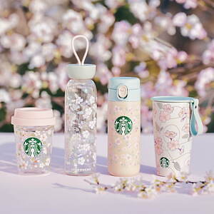 スターバックス24年春「桜」グッズ、パステルカラーで桜を描いた