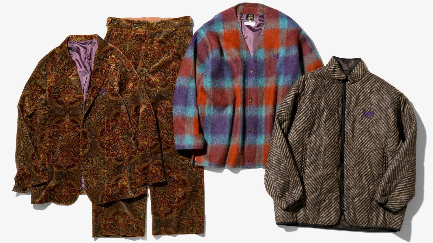 ニードルズ×ts(s)のペイズリー柄セットアップや中綿キルトジャケット