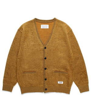 ワコマリア“レオパード柄”モへアニットカーディガン＆ストライプポーチ