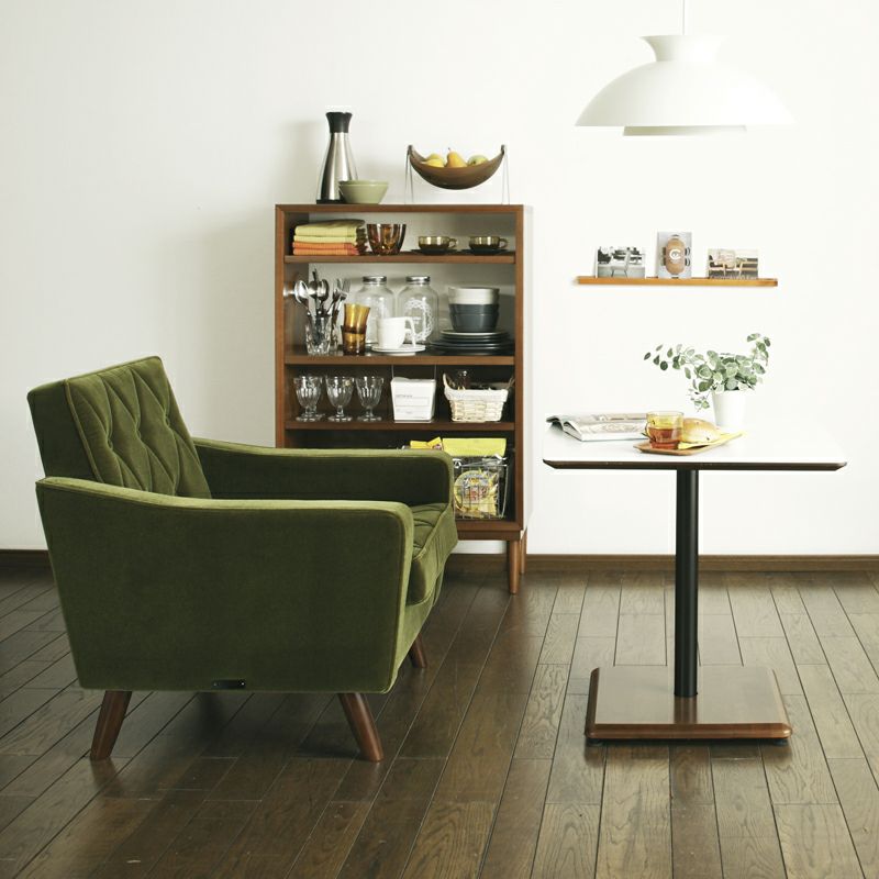 カリモク60+ カフェテーブル（メラミンホワイト/ウォールナット色塗装