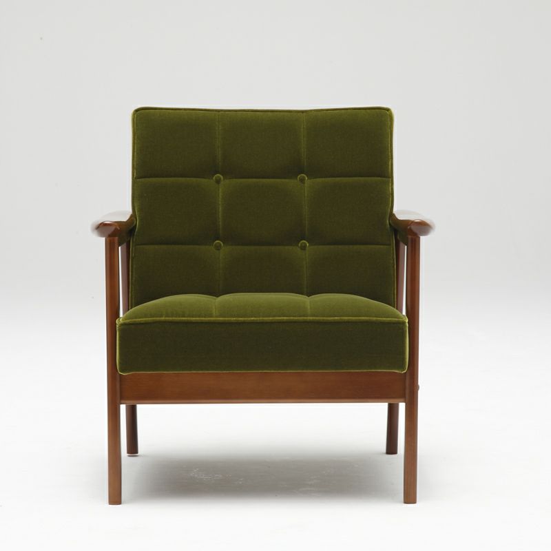 昭和レトロ オールド カリモク グリーン モケット 1人掛け ソファ①