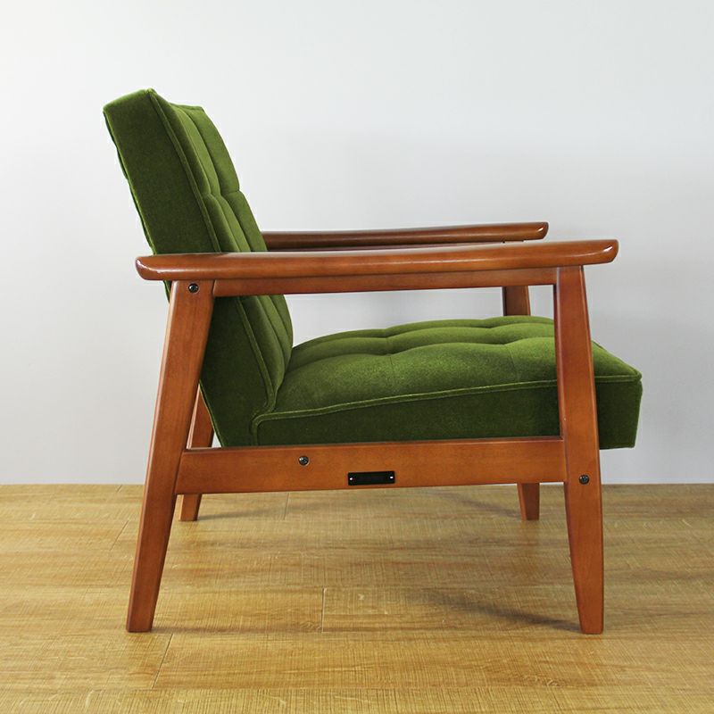 カリモク60 Kチェア1シーターモケットグリーン（ウォールナット色塗装
