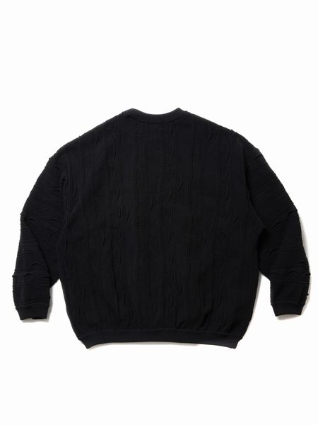 COOTIE PRODUCTIONS / 3D Jacquard Solotex Knit Crew -Black-