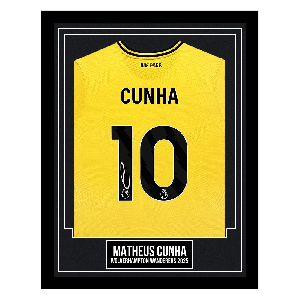 Matheus Cunha Signed Framed Shirt - Wolverhampton Wanderers 2025