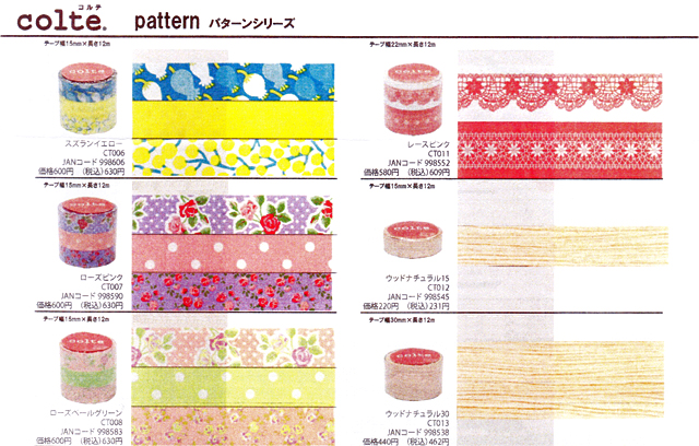 天馬（colte/コルテ）2012年新作マスキングテープのラインナップと詳細
