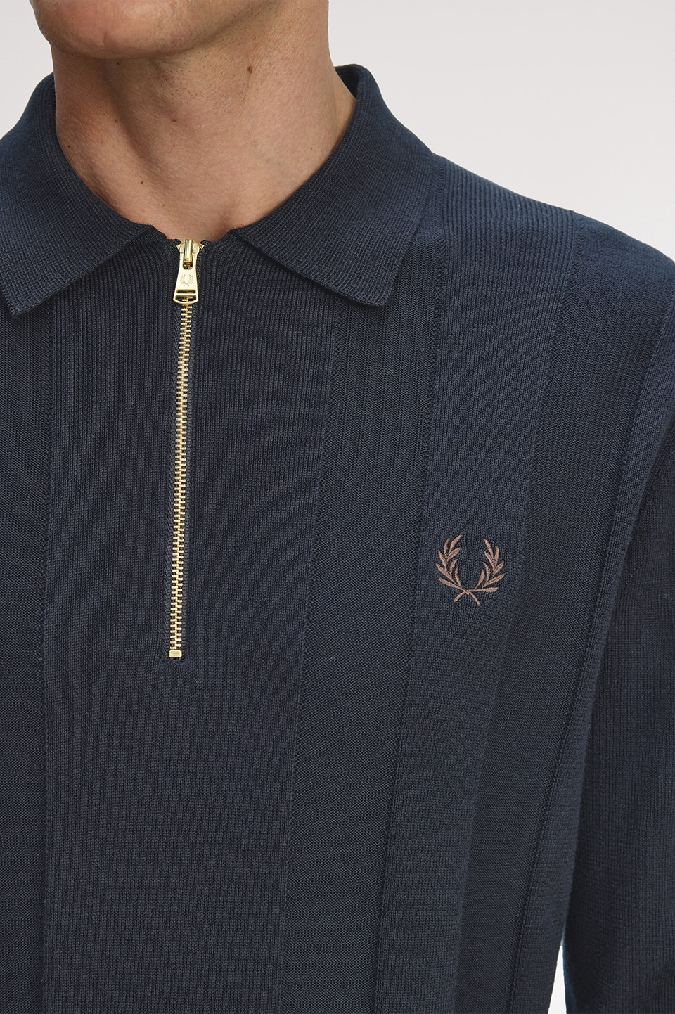 Tonal Stripe Knitted Polo Shirt(M 608：NAVY): | FRED PERRY JAPAN