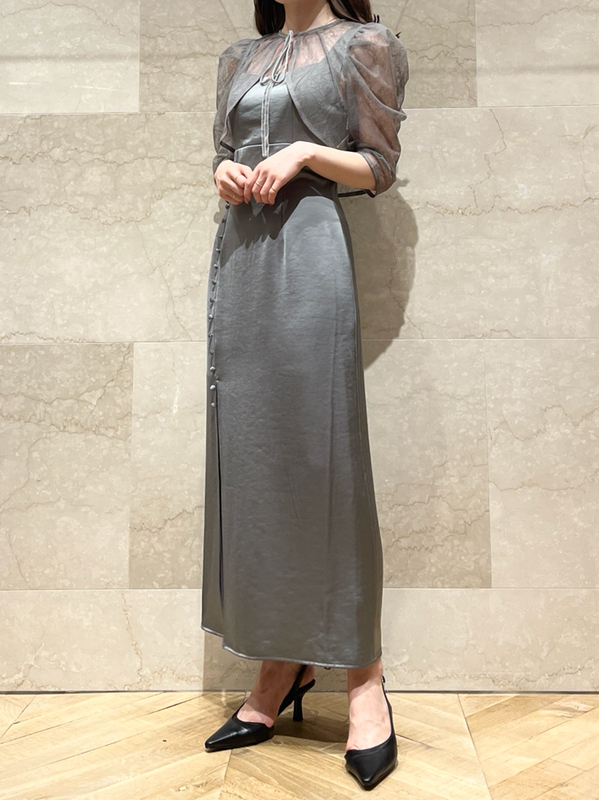 Fubail / レースボレロレイヤードタイトスリットワンピース