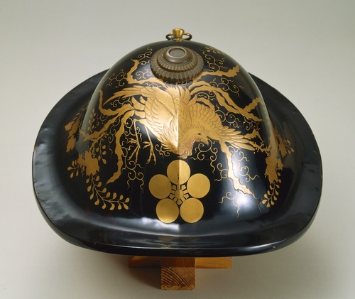 江戸期 黒漆塗 陣笠 四ツ目結紋 時代武具 甲冑 漆塗