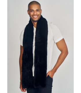 Austin Knit Finn Raccoon Fur Scarf For Men in Scarlet: FurHatWorld.com