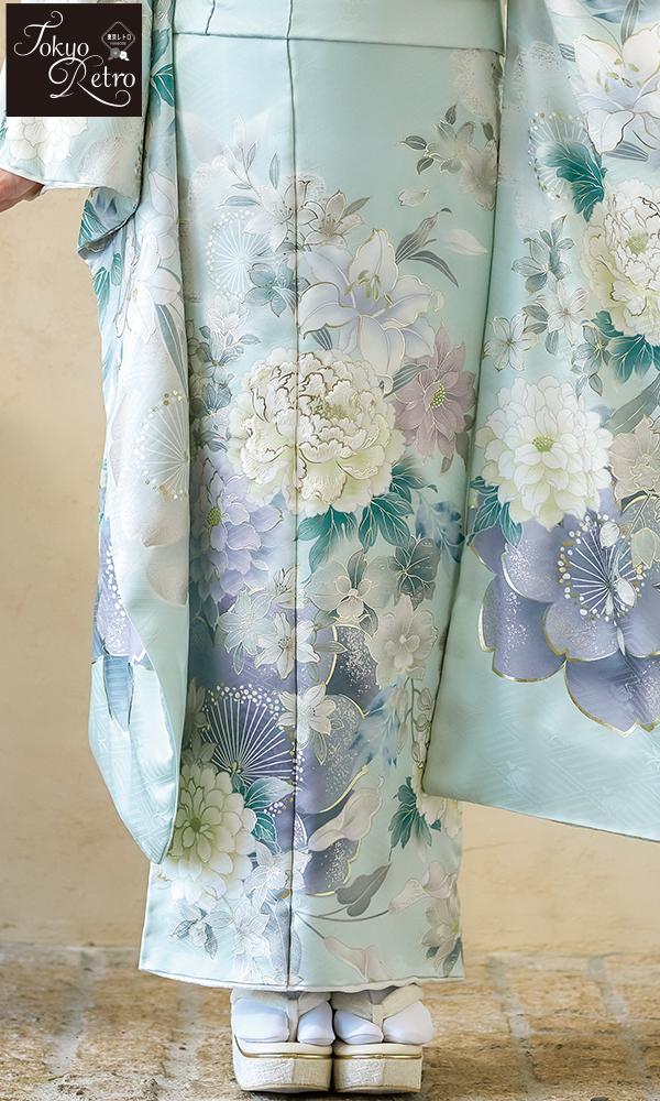 ミントグリーンに牡丹の花｜レトロ&ロマン【菊京屋】振袖レンタル 成人