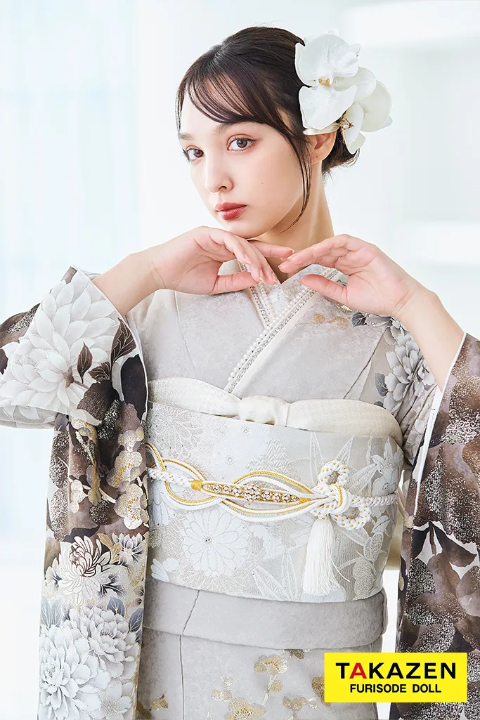 正統派古典 ベージュ/ダスティーカラー 牡丹柄 假屋崎省吾デザイン