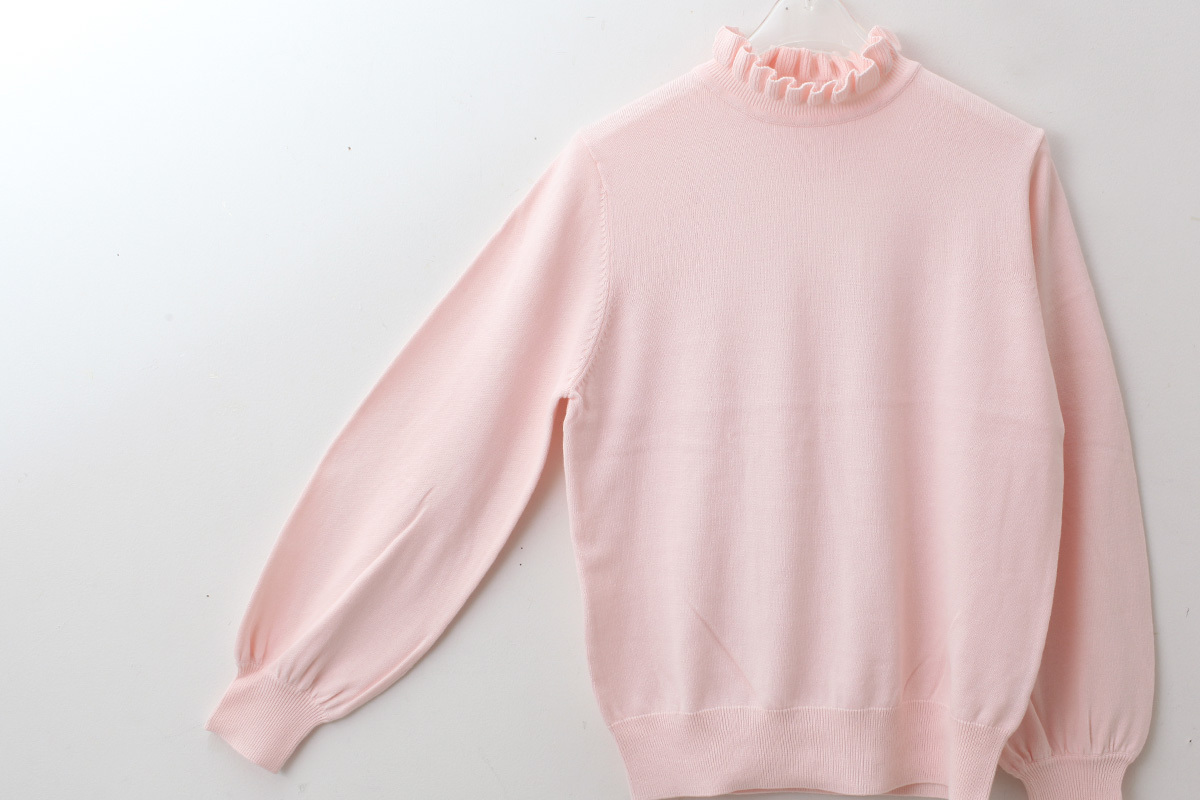 CHILD WOMAN チャイルドウーマン shop別注!! 32/2強撚綿フリル衿長袖