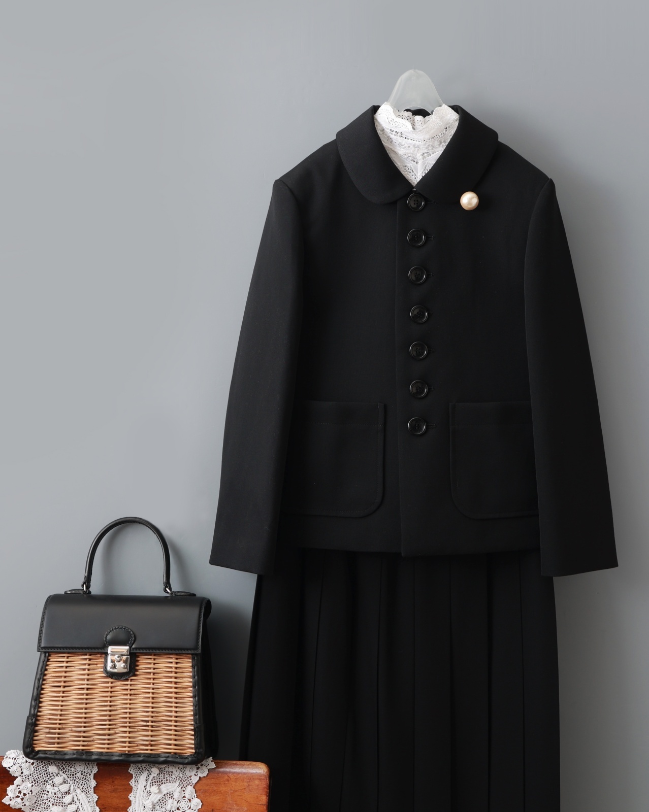 tao タオ ウールギャバ後染めプリーツスカート