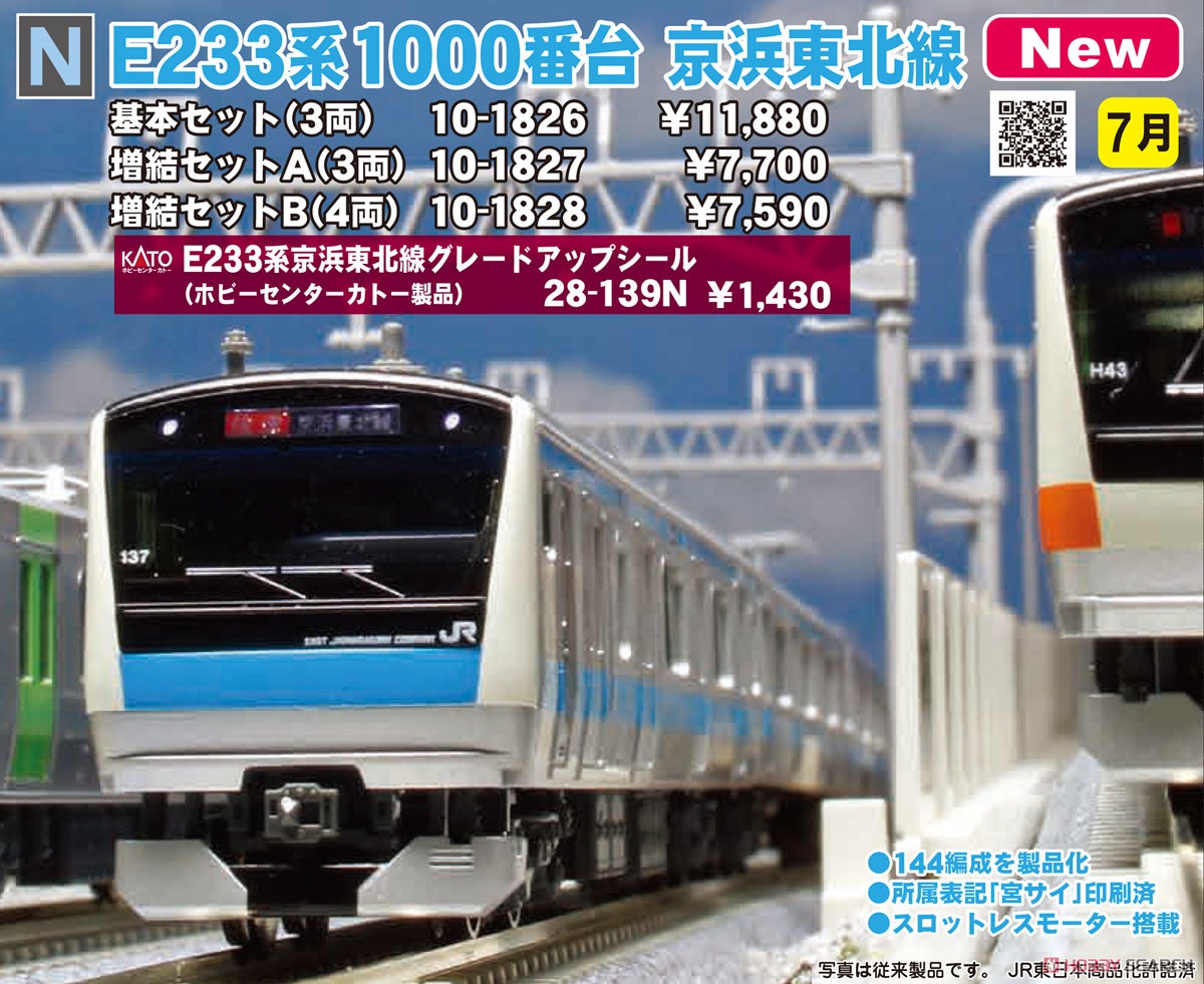 E233系1000番台 京浜東北線 増結セットB (増結・4両セット) (鉄道模型