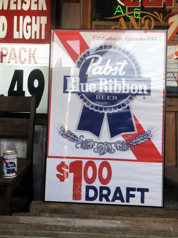 Vintage Pabst Blue Ribbon Beer Store Display Vinyl Banner Sign
