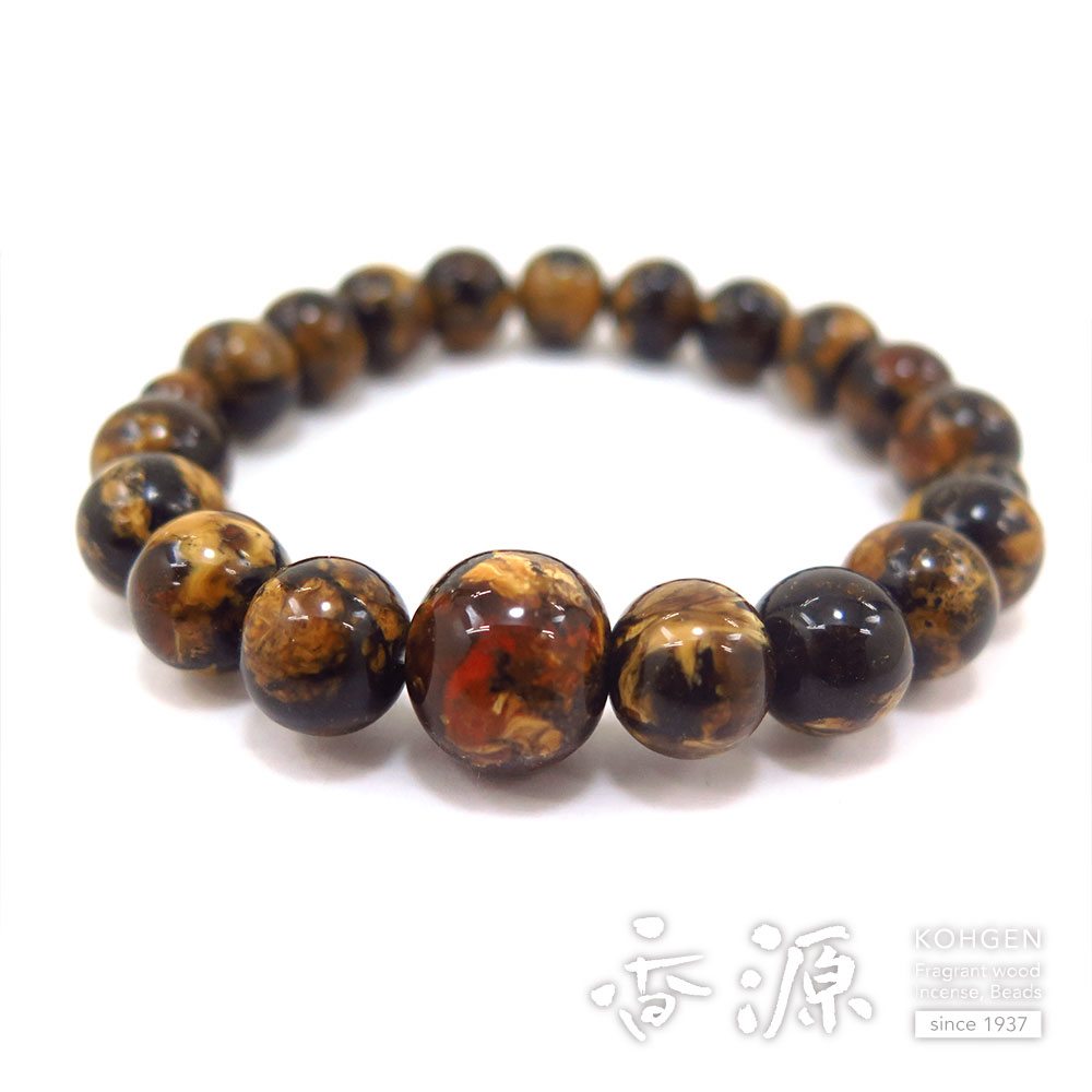 ブレスレット 虎琥珀 10mm玉 共仕立て 限定品Aの通販 - お香専門店香源