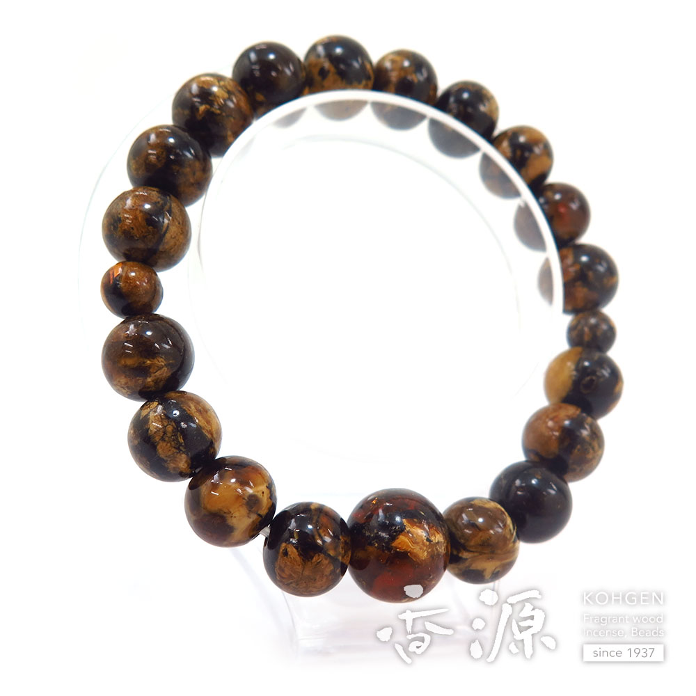 ブレスレット 虎琥珀 10mm玉 共仕立て 限定品Aの通販 - お香専門店香源