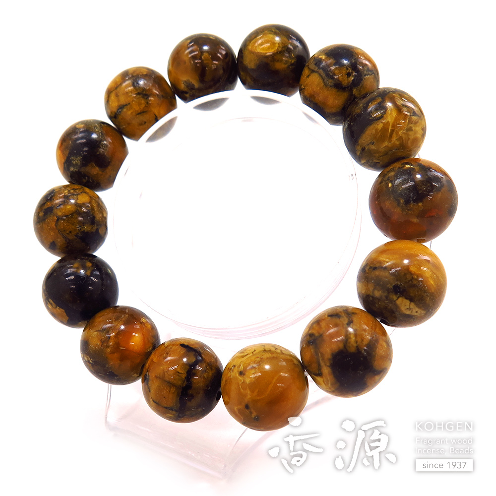 ブレスレット 虎琥珀 15.5mm ストレート 限定品 限定品の通販 - お香
