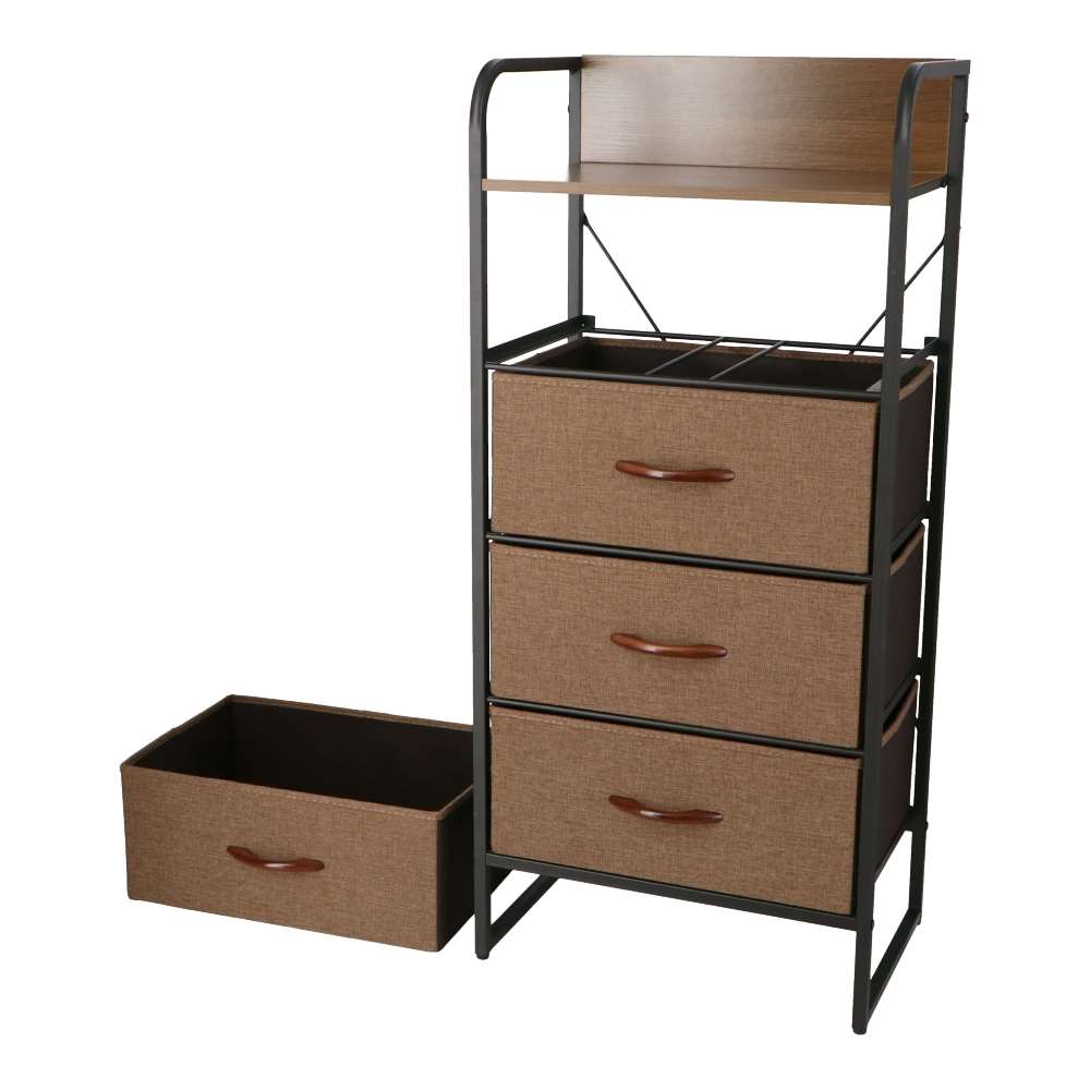 LIFELEX 木棚チェスト4段45 BR／BK 4530－99 ダーク