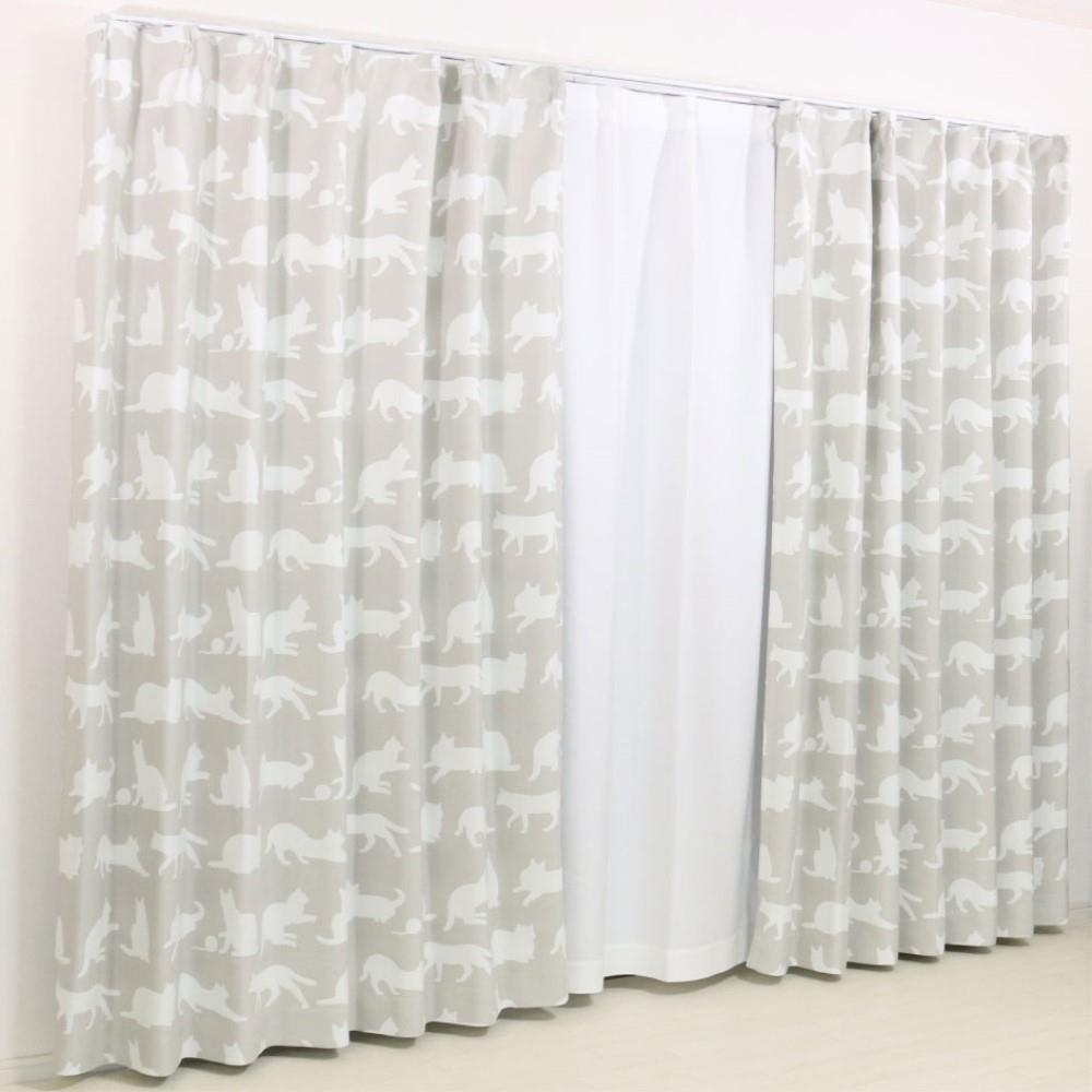 LIFELEX 遮光遮熱保温カーテン キャット 100×110cm モカ 2枚組(丈110cm