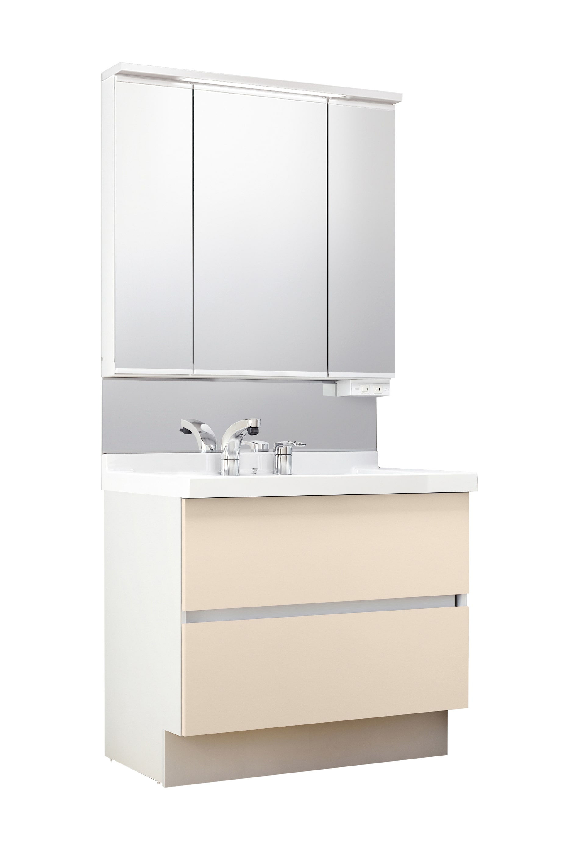 LIXIL 洗面化粧台 J1 間口90cm 三面鏡2段引出(ライトベージュ): 住宅