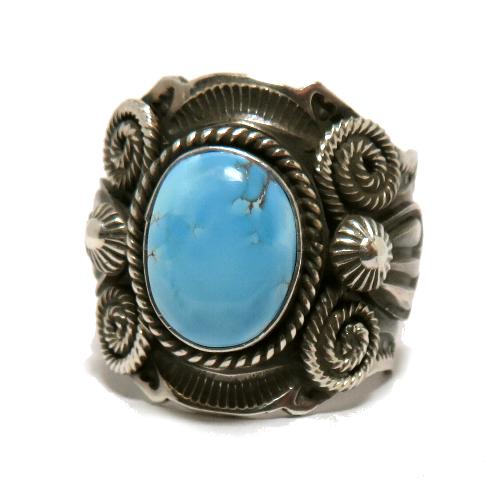 希少】 ナバホ族のジュエリー F.Arviso ターコイズリング17号 希少