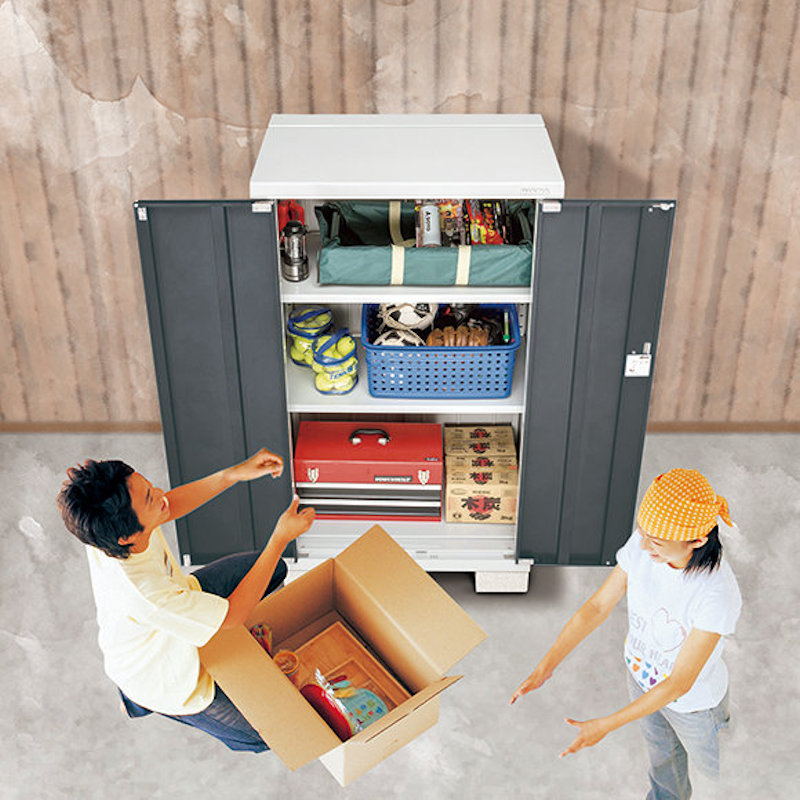 イナバ アイビーストッカーBJX－137D 全面棚 グレー 約幅1．4