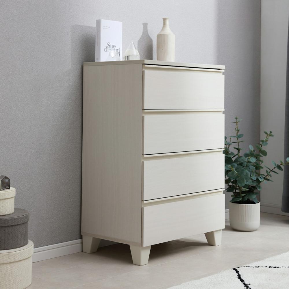 アイリスオーヤマ ウッドチェスト4段 脚付き オフホワイト WCHL