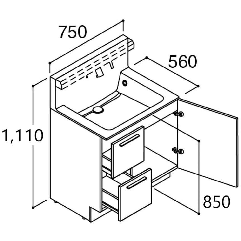 LIXIL INAX 洗面台 R1シリーズ 間口75cm プッシュ水栓