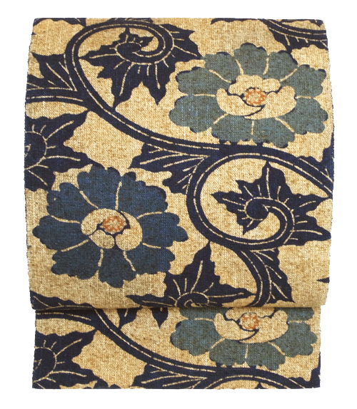 正藍型染ぜんまい紬八寸名古屋帯 出羽の織座製(Z43520iZ) 特選きもの