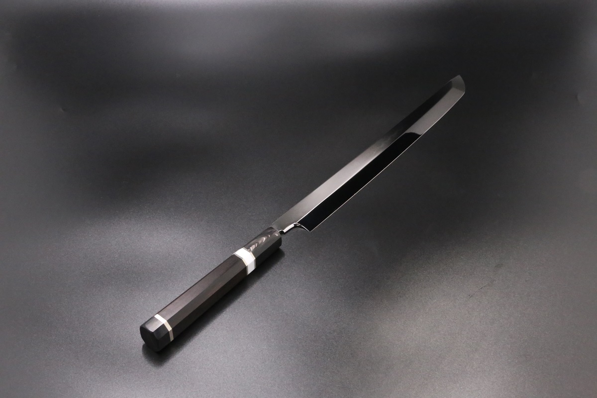 先丸蛸引 白一鋼 300mm 水本焼 全鏡面 富士掛かり満月 裏三日月 玄海正