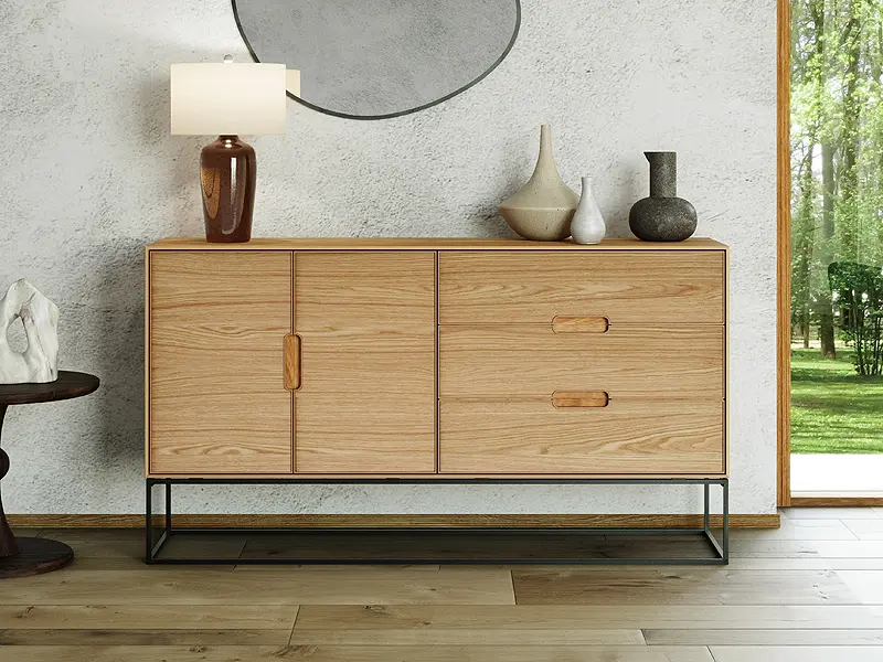 ラフ 160 リビングキャビネット（2ドア+3引出 木脚） | 松井木工