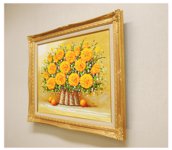 黄色のバラ 油絵 鄭 秀京 Soo 黄色のバラ 油絵 鄭 秀京 Soo 黄色の