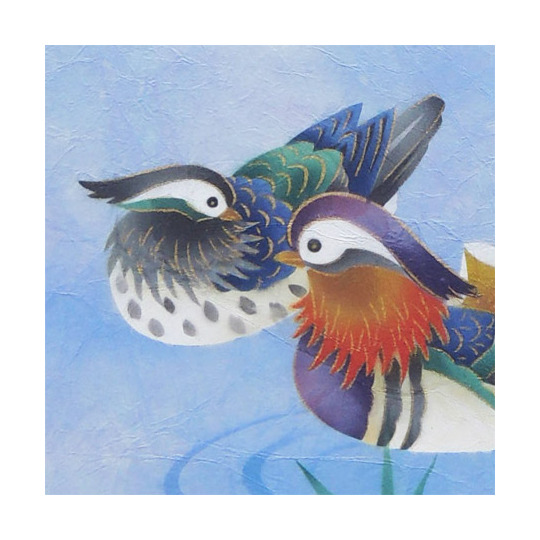 掛け軸 おしどり（青） (南川康夫) 送料無料 【掛軸】【半間床】【丈の