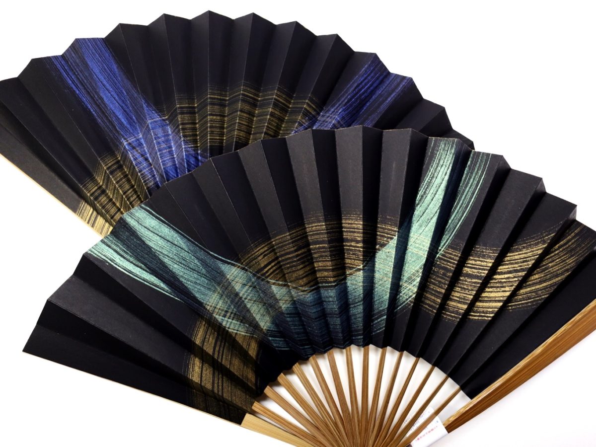 内容変更あり】流水sexy黒金ラメ扇子簪☆カサブランカ3☆金襴黒扇子