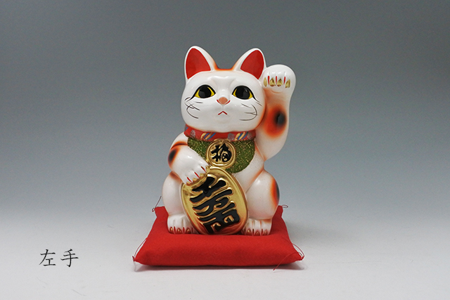 年代物 】特大 招き猫 左手招き 左手「人」「お客」を招く 縁起物 昭和