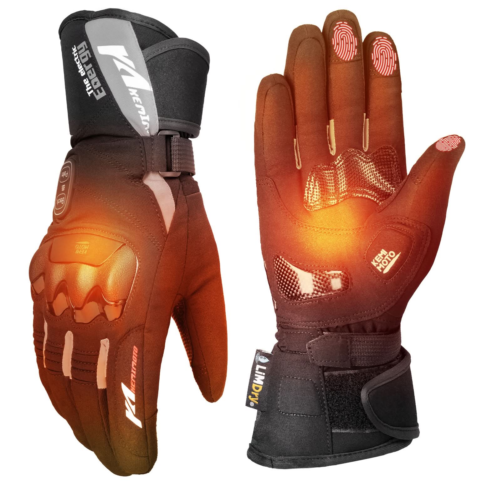 Kemimoto Heated Motorcycle Gloves 2025 with Battery