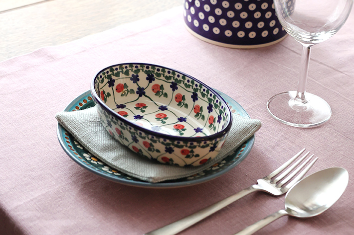 オーブン皿・オーバル（ミニ）ポーリッシュポタリー(ポーランド食器)