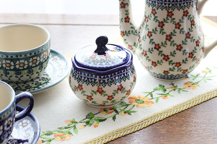 シュガーポット・ポーリッシュポタリー(ポーランド食器)