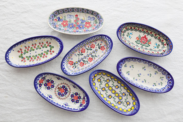 オーバル小皿・ポーリッシュポタリー(ポーランド食器)