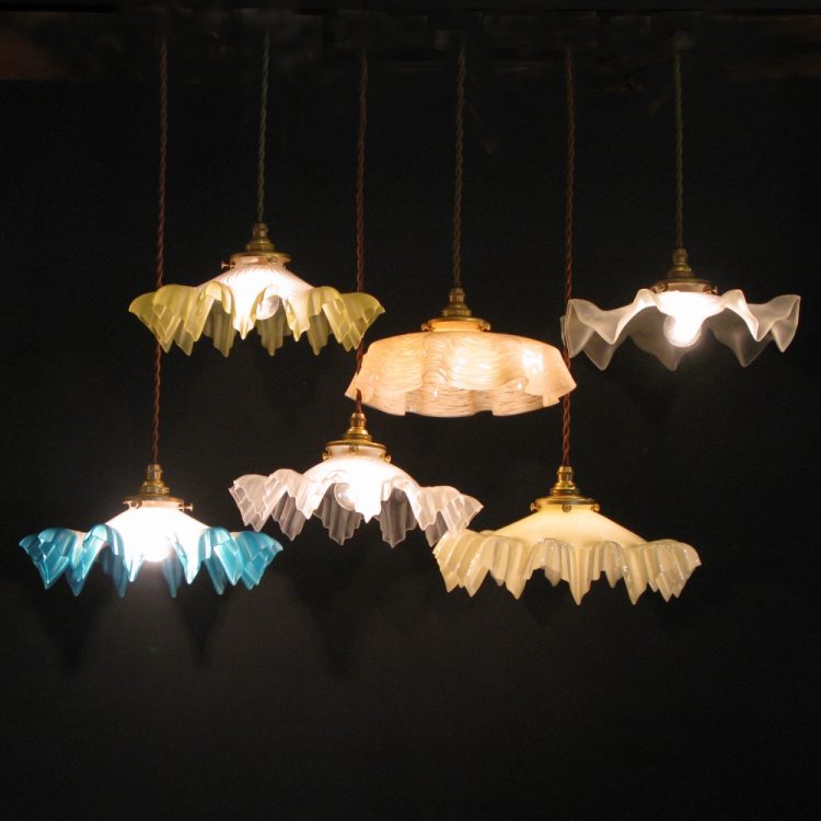 フランスアンティーク ガラスシェードペンダントランプ | キヤ