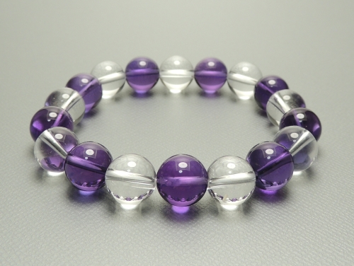 パワーストーンブレスレット アメジスト(2月誕生石)10ミリ クリスタル