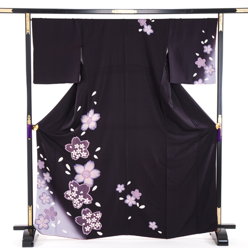 正絹 付下げ・訪問着レンタル 150065 紺紫 ぼかし 桜柄