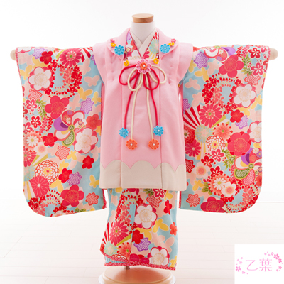 七五三 着物 レンタル 三歳 3歳 被布セット 320098 乙葉 ピンク被布