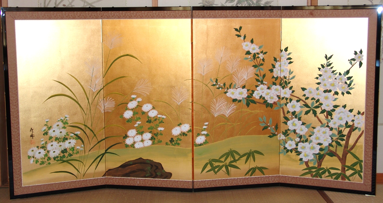 金屏風 日本画金屏風の製造/通信販売(通販) 御子柴屏風店