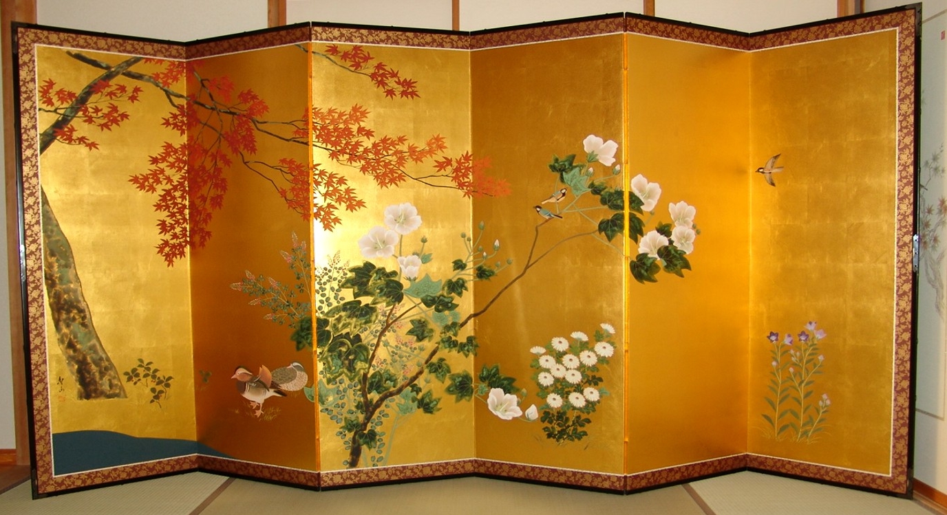 金屏風 日本画金屏風の製造/通信販売(通販) 御子柴屏風店