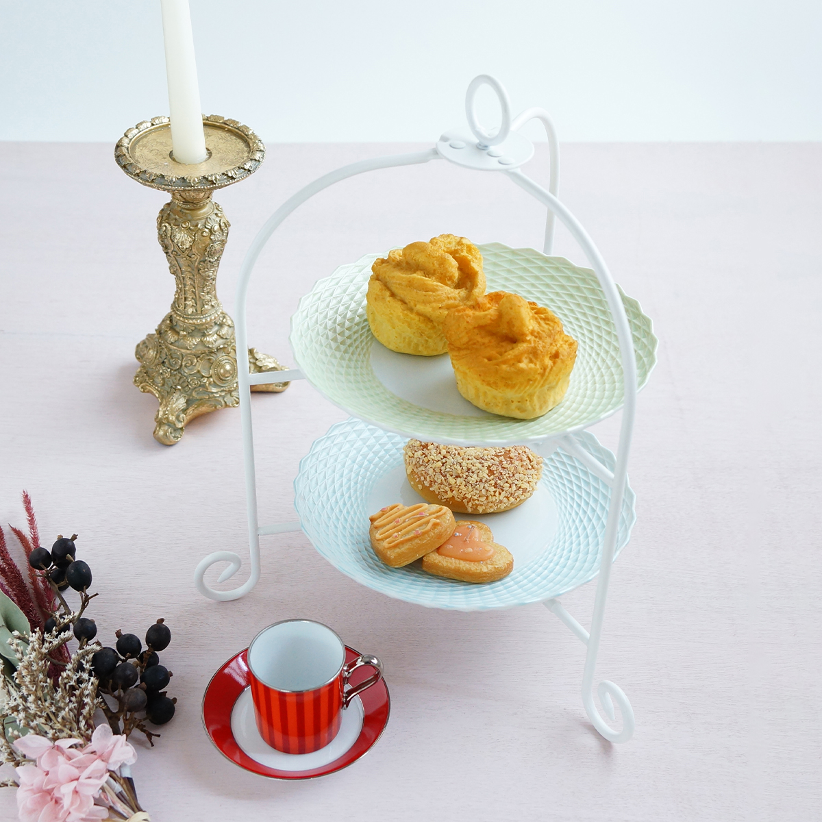 ドルチェケーキスタンド2段WH