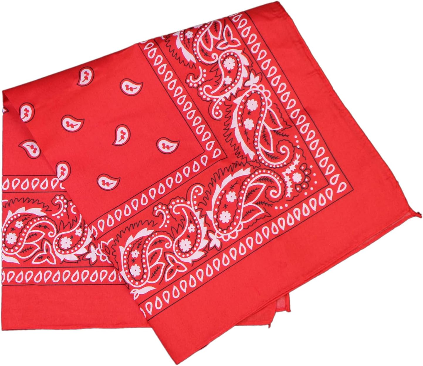 バンダナ 大判【レッド】赤 ペイズリー 柄 三角布 約54×54cm ハンカチ